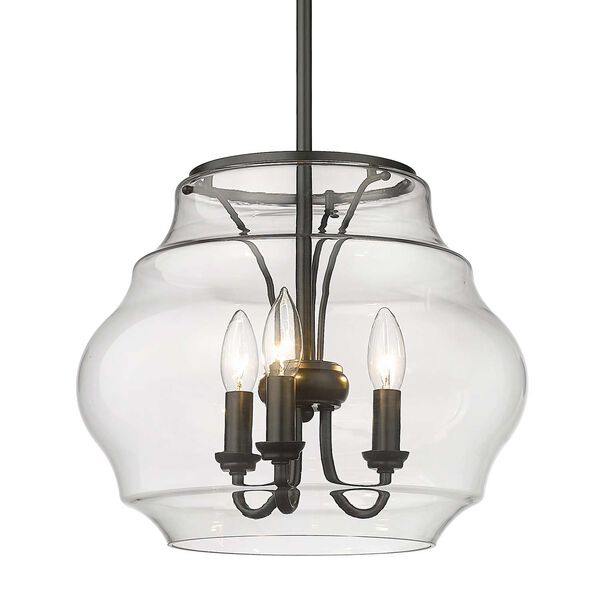 Annette Matte Black Three-Light Pendant with Clear Glass, image 2